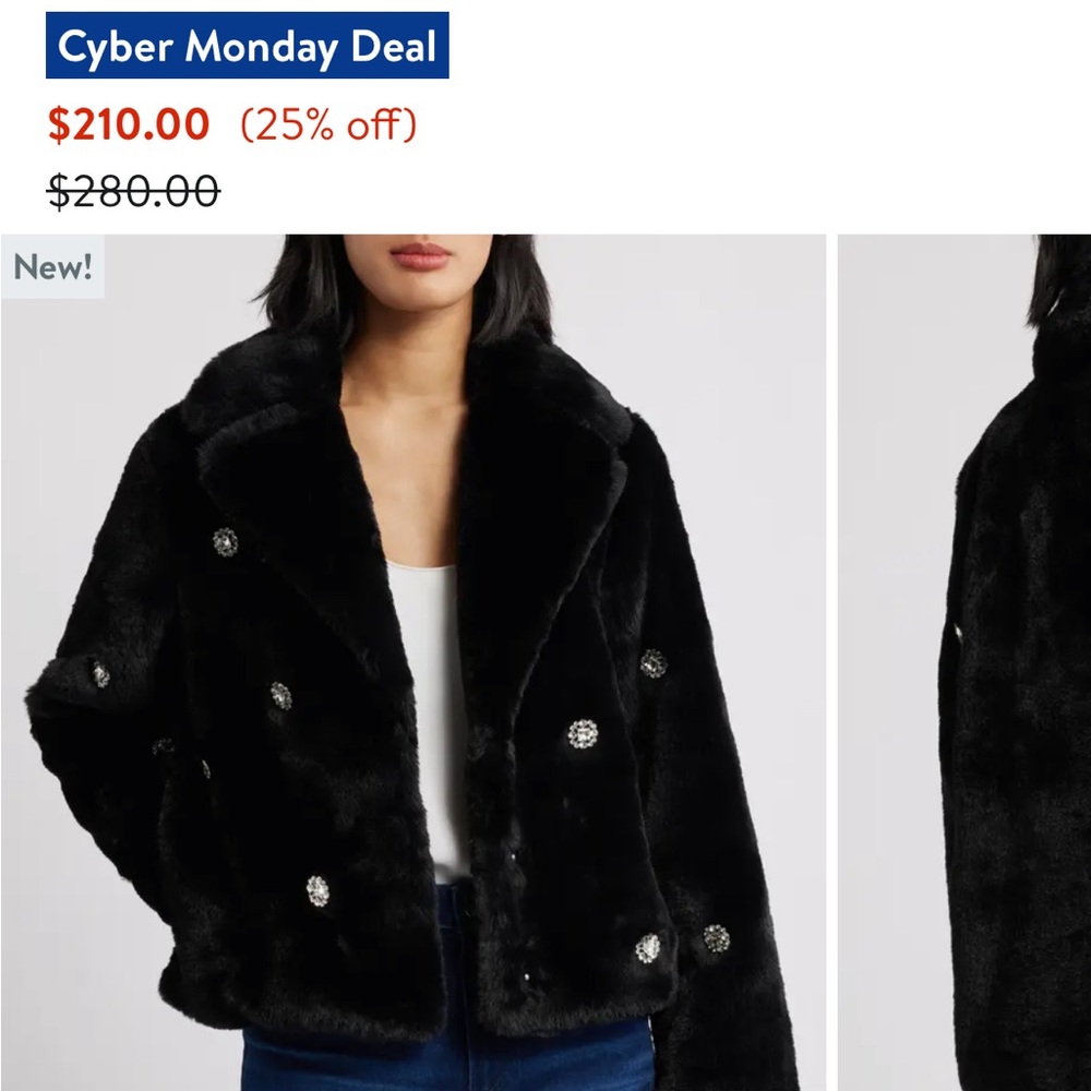 Black Faux Fur Teddy Jacket with Embellishments-Cece